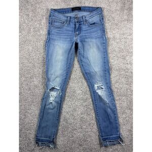 Flying Monkey Womens Jeans Size 25 Distressed Ripped Hem Light Wash‎ Denim